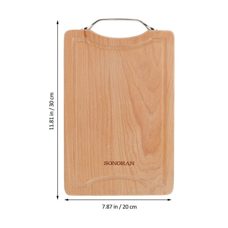 

Rectangular Beech Cutting Board Thick Anti-overflow Chopping Block with Hanging Handle for Kitchen (30*20*3cm)