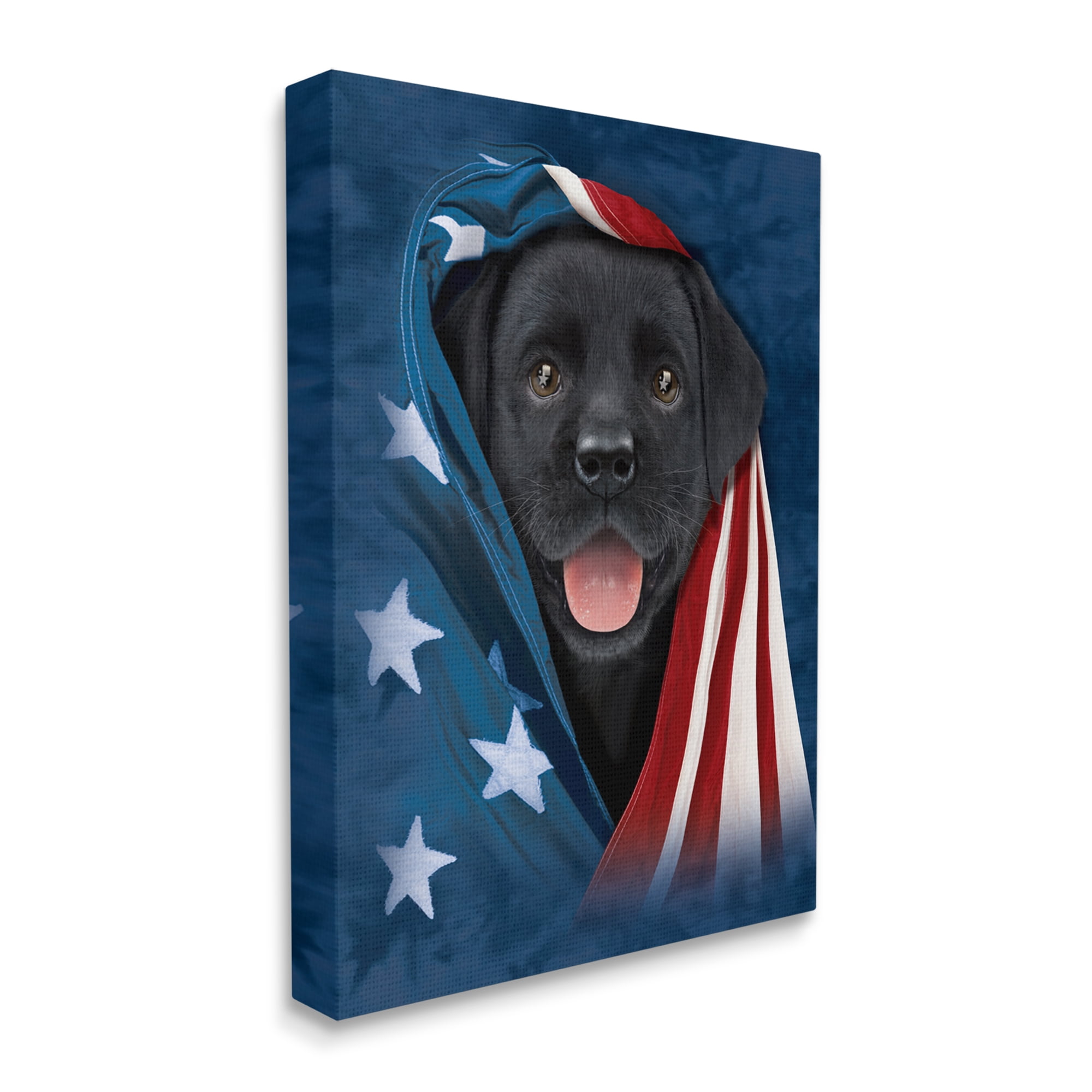 Stupell Industries Labrador & American Flag Animals & Insects Painting Gallery Wrapped Canvas Art Print Wall Art, 16 x 20