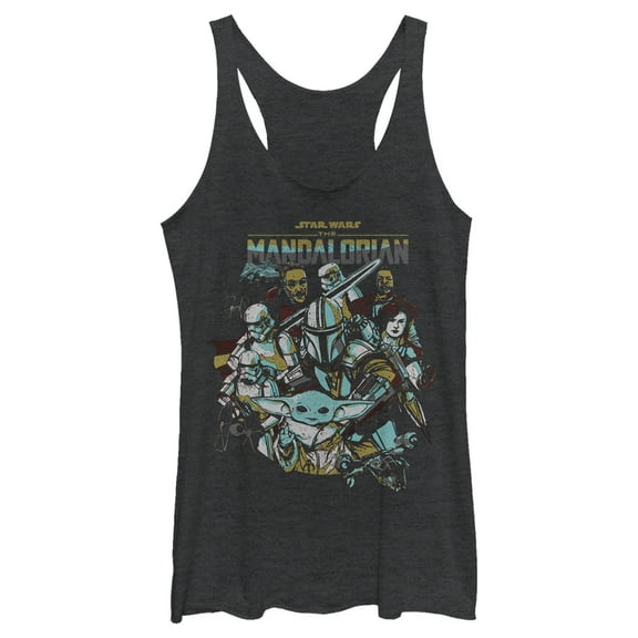 Women's Star Wars: The Mandalorian Protect The Child  Racerback Tank Top Black Heather Small