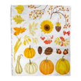 thumbnail image 1 of JSDART Couverture en Flanelle Imprimée Chaude et Confortable Collection Automne de Citrouilles Tournesol Feuilles Cônes Glands Oreilles Branches Rowan Confortable Douce pour Lit Canapé et Sofa 50x60 Pouces, 1 of 1