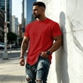 thumbnail image 5 of Yifymode Oversized Shirts for Men Vintage Short Sleeve Beach Vacation Tops Solid Casual Loose Fit Breathable Athletic T Shirts, 5 of 6