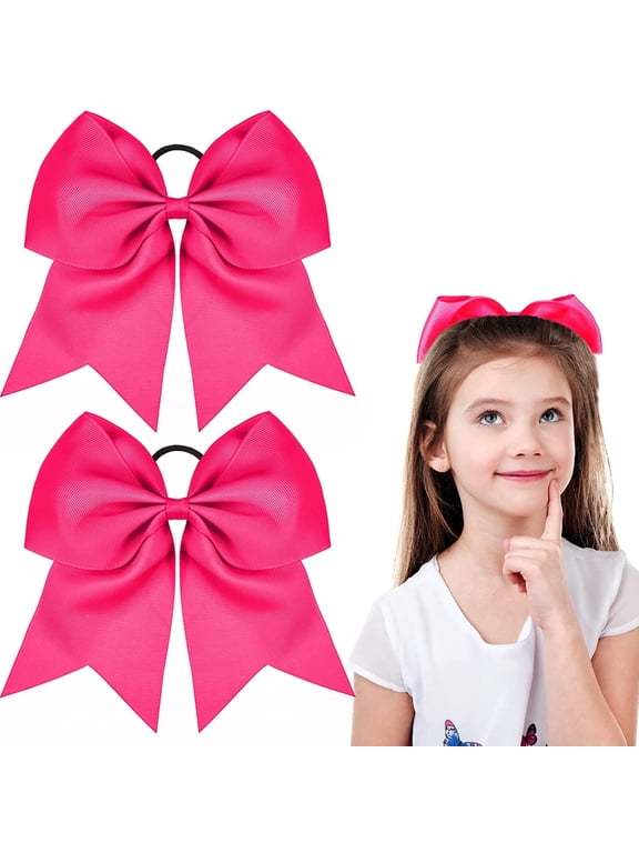 2 Packs Jumbo Cheerleading Bow 8 Inch Cheer Hair Bows Large Cheerleading Hair Bows with Ponytail Holder for Teen Girls Softball Cheerleader Outfit Uniform 2024 NEW