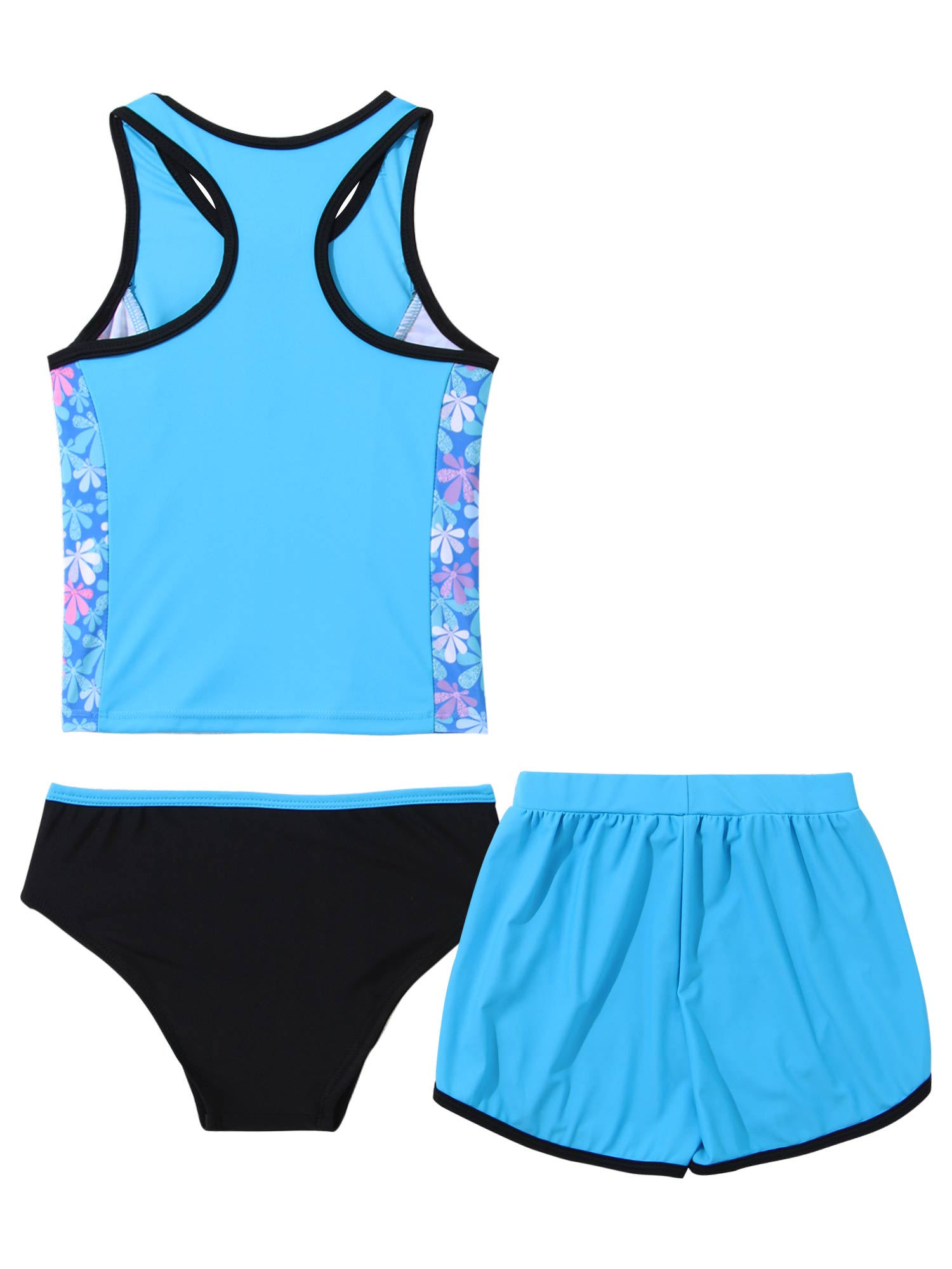 YEAHDOR 3Pcs Little Girls Swimsuit Youth Girls Racer Back Tops with ...