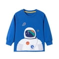 thumbnail image 5 of HILEELANG little Boys(2-7Y) Blue Astronaut Sweatshirt and Grey Pants Set, 2 Piece Long Sleeve Outfit for Kids, Cotton Fall Winter Clothes 7T, 5 of 6