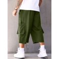 thumbnail image 2 of Plus Size Men's Solid Capri Cargo Pants For Outdoor, 2 of 5