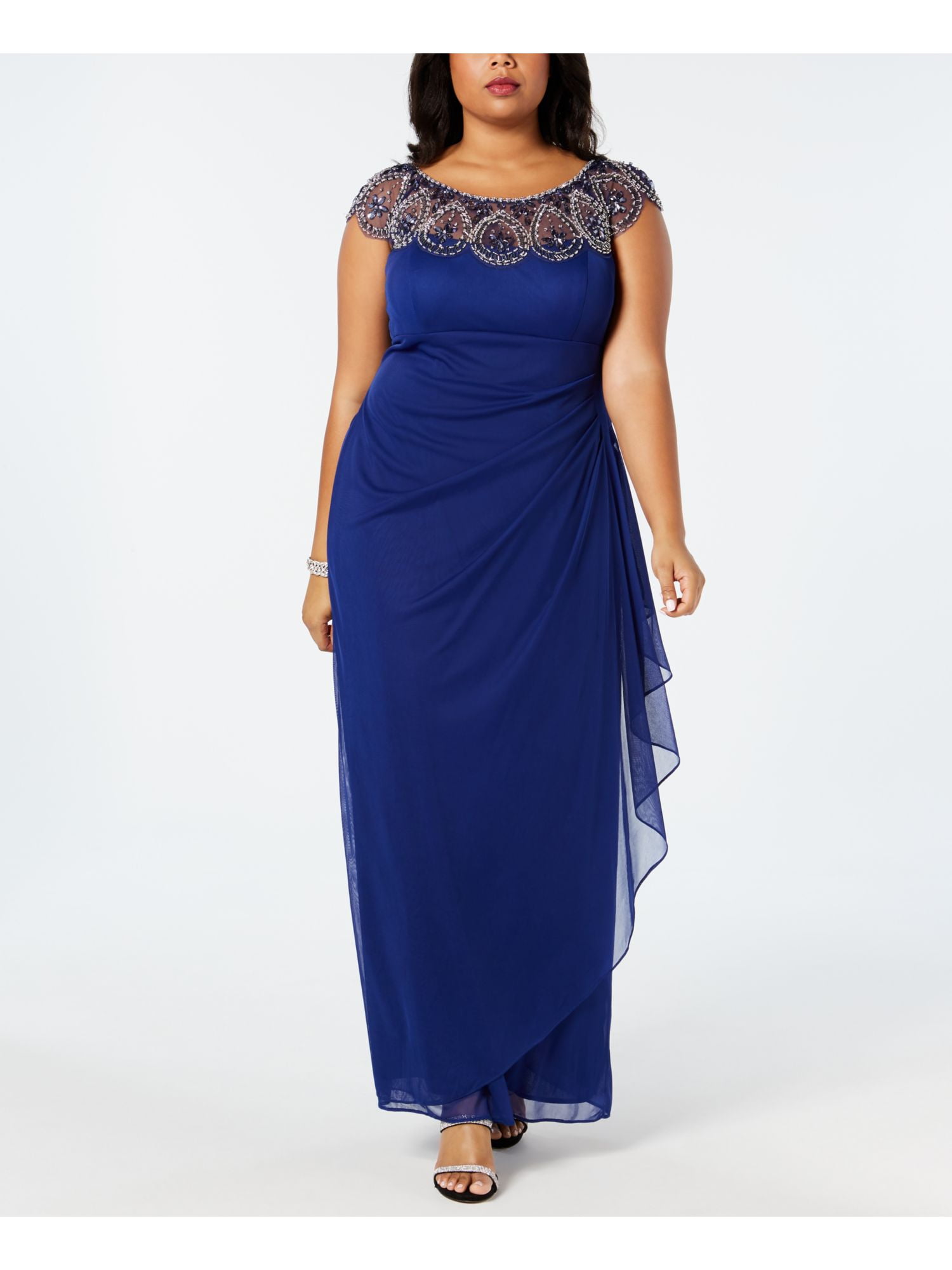 xscape blue beaded dress