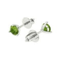 thumbnail image 2 of 14K Solid Gold Screw Back Stud Earrings for Women | 1 cttw Round Cut Natural Peridot | White Gold, 2 of 5