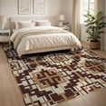 thumbnail image 3 of ODIKA 8'x10' Washable Area Rug Boho Cream Abstract Geometric Trellis Interwoven Print Beige for King Size Bedroom Under Bed, Master Suite, Non-Shedding, Easy Care, 3 of 7