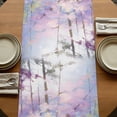 thumbnail image 5 of Colorful Forests Table Runner, Spring Oil Painting Flower Nature Landscape Cotton Linen Table Runners 120 Inches Long, Dresser Scarf Runner for Dining/Living Room/Kitchen/Square Tables 13''x120'', 5 of 9
