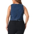 thumbnail image 3 of Agnes Orinda Women's Plus Size Denim Vest Sleeveless V Neck Button Down Casual Jean Waistcoat Jacket 1X Blue, 3 of 6