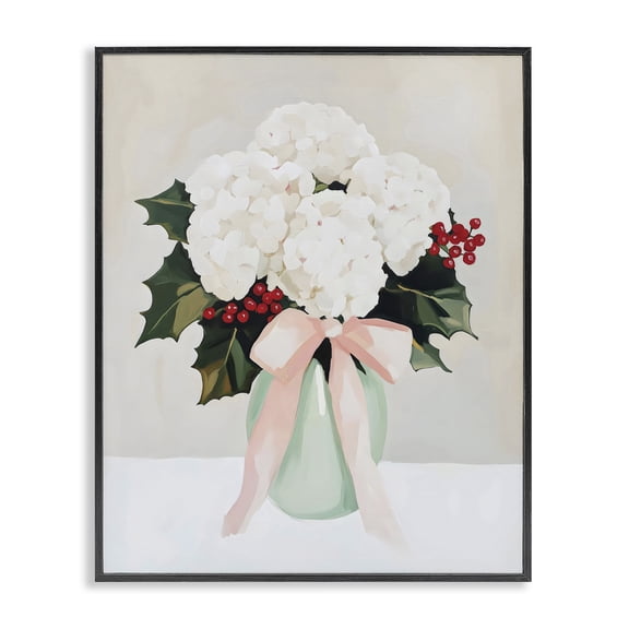 Stupell Industries Traditional Christmas Hydrangea Blooms Black Framed Giclee Art, 11 x 14, by Arlington Prints