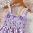 thumbnail image 5 of Ulanda Girl's Floral Print Summer Dress Bowknot Ruched Bust A Line Cami Dress High Waist Ruffle Hem Cute Sun Dresses (Purple,7 Years), 5 of 8