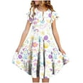 thumbnail image 1 of LOVZFMLL Fashion Girls' Summer Short Sleeve Ruffled Pockets Round-Neck Printed Dress, 1 of 5