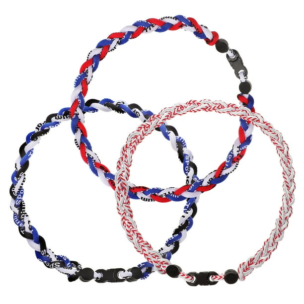 Collar trenzado de 3 piezas, collar de tela para fanáticos del béisbol, joyería deportiva para el cuello para hombres