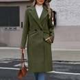 thumbnail image 3 of uublik Womens Trench Coat Army Green Notch Lapel Single-Breasted Business Casual Peacoat Trendy Clothes, 3 of 6