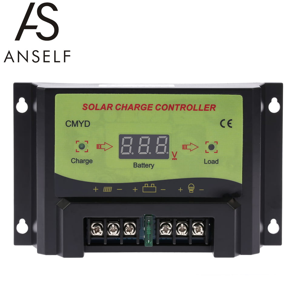 ANSELF 10A 12/24V Automatic Intelligent Solar Charge Controller PWM Charging Panel Battery