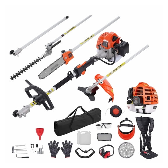 Gas Hedge Trimmer 33CC 6-in-1 Multi-Tool - Weed Eater, Pruner, Pole Saw, Brush Cutter w/Attachments