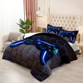 thumbnail image 2 of Botoutin 2-Piece Gaming Blue Polygon Geometric honeycomb Comforter Set, Twin, 2 of 4