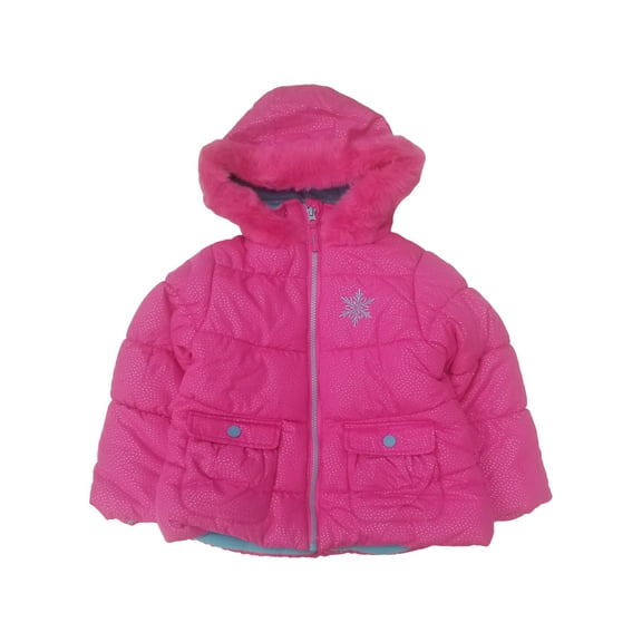 Toddler Girls Hot Pink & Blue Sparkly Coat Zip-Up Jacket w/ Hood & Pockets 4T