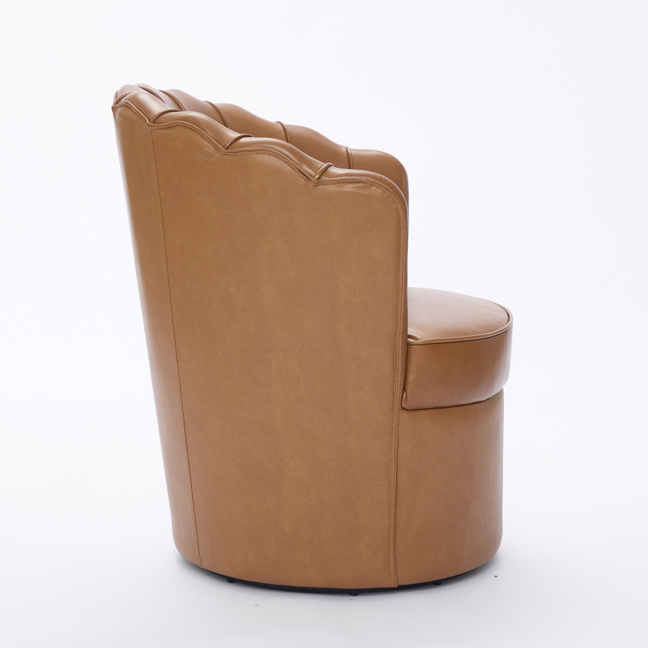 Noble House Genuine Top-Grain Leather Swivel Chair, 360° Spin with Metal Base for Home Office, Light Brown