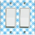 thumbnail image 1 of Metal Light Switch Wall Plate Outlet Cover (Sky Blue Gingham Picnic Wallpaper - Double Rocker), 1 of 2