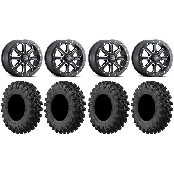 ITP Inertia Bdlk 15" Wheels Bk  40mm 32" MotoRavage XL Tires Kawasaki Teryx Mule