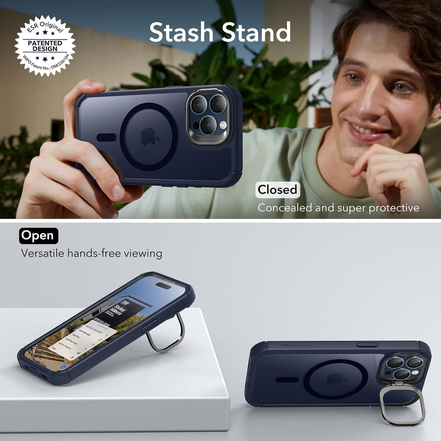 ESR Shockproof MagSafe Bumper Cell Phone Case with Tempered Glass for Apple iPhone 15 Pro Max