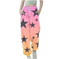 thumbnail image 2 of HOMADLES Teen Girls Jogger Pants Elastic Waist Gradient Star Printing Loose Drawstring Cargo Pants Black 3-4T, 2 of 5