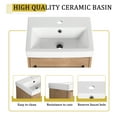 thumbnail image 5 of Gzxs 18 Inch Floating Bathroom Vanity with White Ceramic Sink, Wall Mounted Vanity Set with Single Soft-Close Doors & Metal Handle, Imitative Oak (Faucet Not Included), 5 of 9