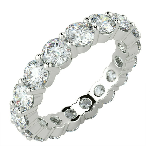 2TCW Round Cut Moissanite Eternity Wedding Band Ring In 14k White Gold Plated Silver