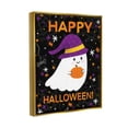 thumbnail image 3 of Stupell Industries Happy Halloween Happy Ghost Graphic Art Metallic Gold Floating Framed Canvas Print Wall Art, Design by Emily Cromwell, 3 of 6