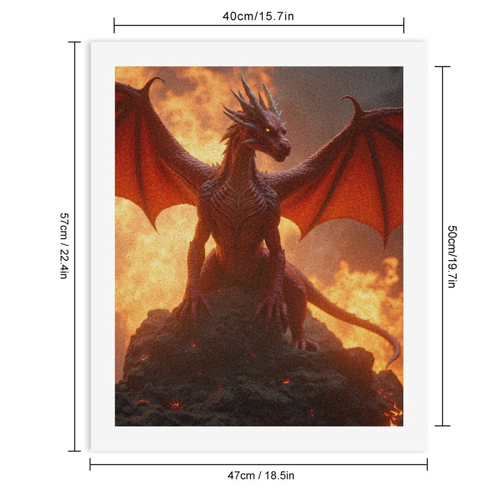 Paint By Numbers Kit for Adults Beginner - Fiery Mythical Dragon On Rock DIY Canvas Painting Kits for Adults, Frameless Paint By Number for Adults for Home Wall Decor 16x20 Inch