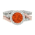 thumbnail image 2 of Clara Pucci 18K White/Rose Gold Round Cut 1.5Ct Simulated Red Diamond Engagement Ring + Matching Band - Luxury Box Included, 2 of 7