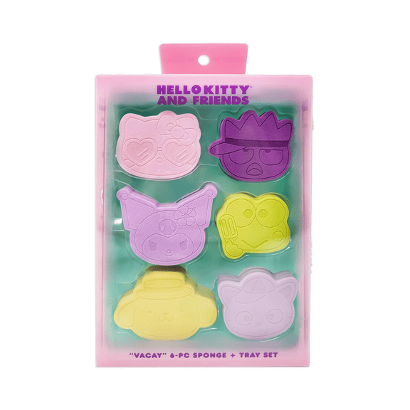 Impressions Vanity Hello Kitty Friends Core 6 PC Multi Colors Blending Sponge Set with Tray