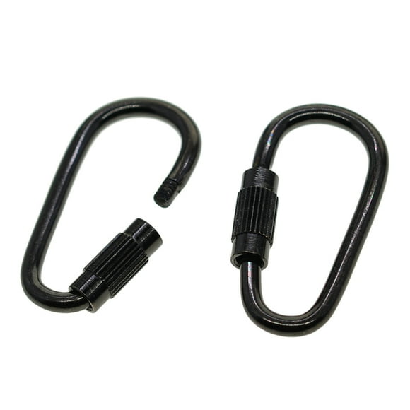 Pack of 24 D Ring Locking Carabiner Keychain Mini Key Chain Small Large Hooks Spring Lock Climbing Carabiners Clips Holder Gifts for Traveling Black
