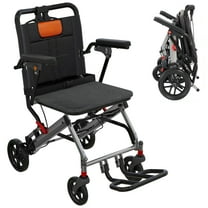 Garvee Wheelchairs for Adults, Transport Chairs Lightweight Foldable with Locking Handbrake & Swinging Footrests, 16" Seat, Gray Orange