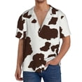 thumbnail image 7 of Lsque Brown Cow print Men's Cuban Collar Short Sleeve Shirt Summer Beachwear Casual Button Down Fashionable Vacation Leisure Shirt-Small, 7 of 7