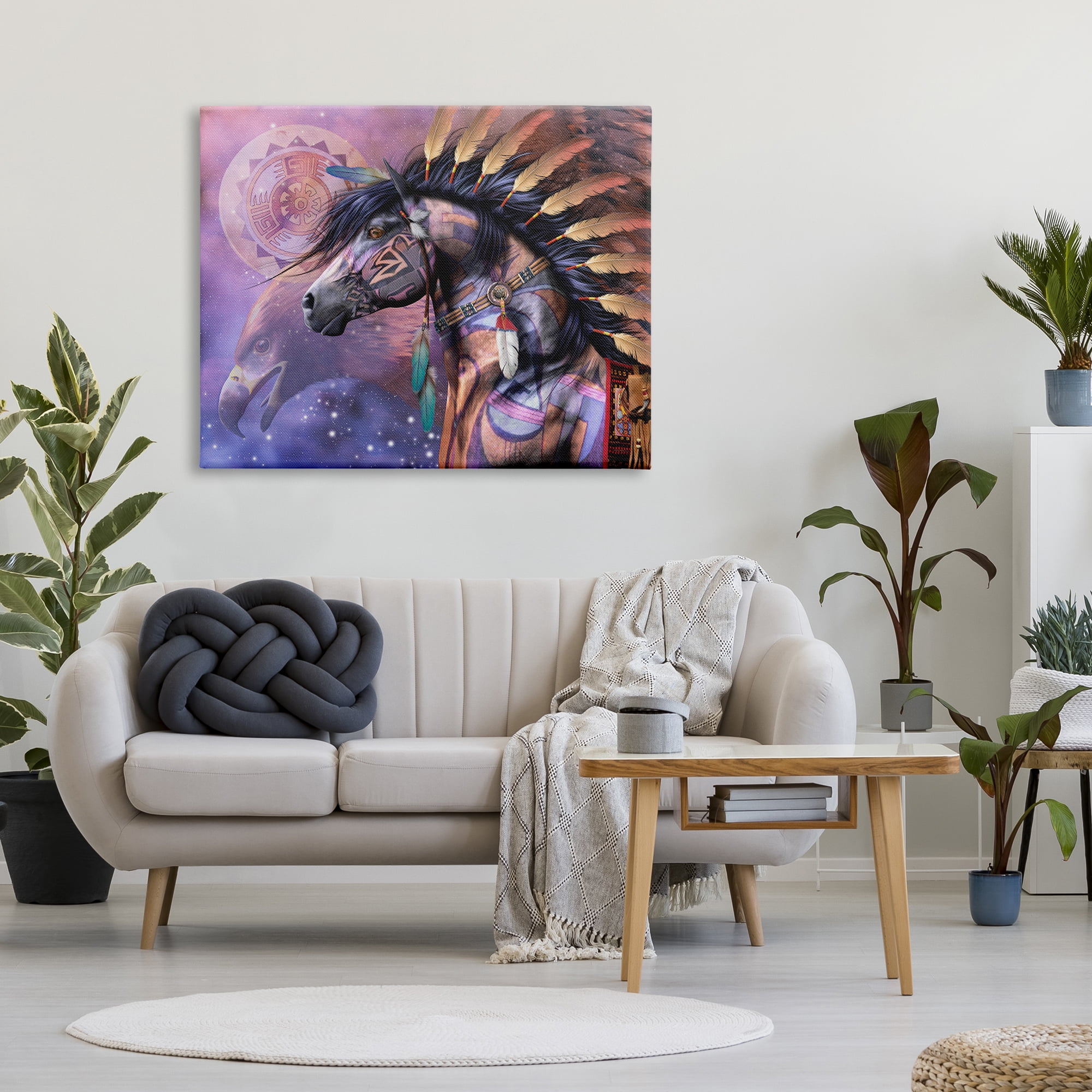 Stupell Industries Shaman Native Horse Animals & Insects Painting Gallery Wrapped Canvas Art Print Wall Art, 48 x 36