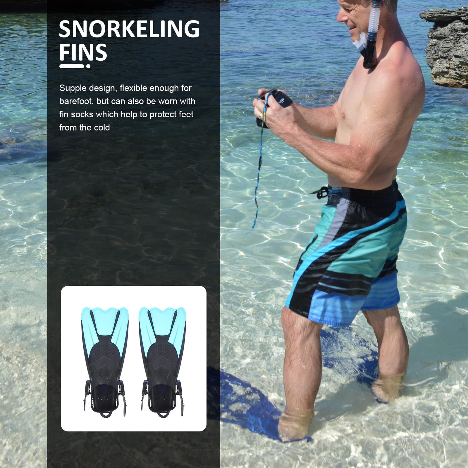 ETEREAUTY 2Pcs Diving Fins Snorkeling Flexible Design with Portable Compact Size