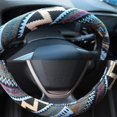 thumbnail image 2 of Shiawasena Funda Para Volante De Coche, Tela De Lino Gruesa, Estilo Étnico, Ajuste Universal De 15 Pulgadas, Antideslizante, Absorbente Del Sudor (I#), 2 of 4