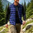 thumbnail image 2 of Atkumj Plaid Vest for Men Versatile Turn Down Collar Button Up Vest Fashion Loose Color Block Sleeveless Shirts for Men for Relaxed Daily Outfit L, 2 of 8