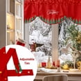 thumbnail image 5 of Merry Christmas Tie Up Valances Curtain, Green Tree Star Red Background Adjustable Rod Pocket Short Window Treatment Tie Up Curtains Valances for Kitchen Living Room Bathroom 42x12 Inches, 5 of 9