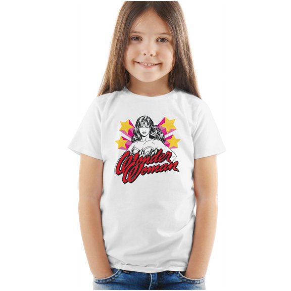 Wonder Woman Stance 2 Kids T Shirt (2) for Youth Toddler Boys and Girls, White