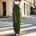 thumbnail image 2 of Womens Corduroy Wide Leg Overalls, Loose Soft Jumpsuit with Pockets, Vintage Fashion Pants for Daily Business Casual Travel Wear | VerBelle,Army Green L, 2 of 9