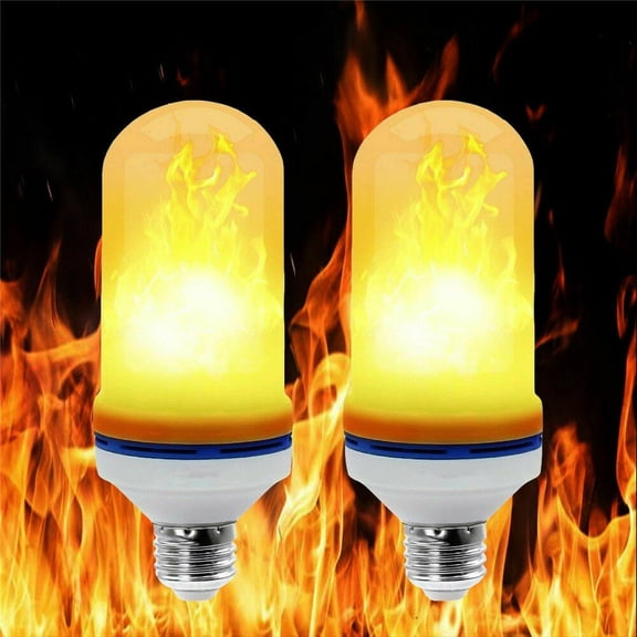 CNKOO 2 Pack LED Flame Effect Fire Light Bulb, Upgraded 4 Modes Flickering Fire Christmas Decorations Lights, E27 Base Flame Bulb with Upside Down Effect