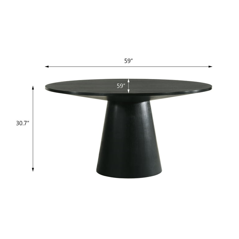 Acme Froja Round Wooden Dining Table with Cone Shaped Base