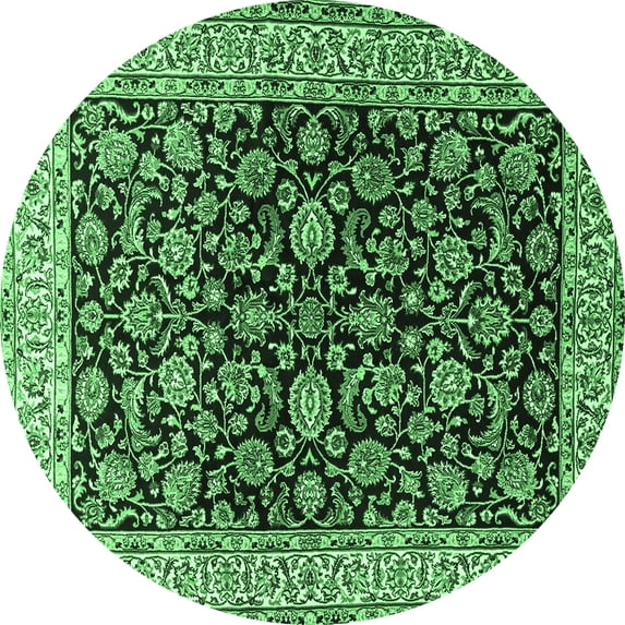 Ahgly Company Indoor Round Persian Emerald Green Traditional Area Rugs, 7' Round
