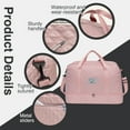 thumbnail image 3 of VEGCOO Travel Duffel Bag, Women's Weekender Bag with Shoe Compartment, Carry-On Travel Bag with Toiletry Bag and Shoe Bag, Gym Duffel Bag with Wet Pocket, Hospital Bag for Delivery Room, Pink, 3 of 7