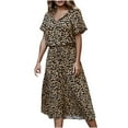 thumbnail image 2 of Pisexur Robe à Manches Courtes à Col en V pour Femme, Mode d'Été Décontractée, Imprimé à Pois, Robe à Manches Courtes à Cordon, Robe pour Femme, 2 of 9