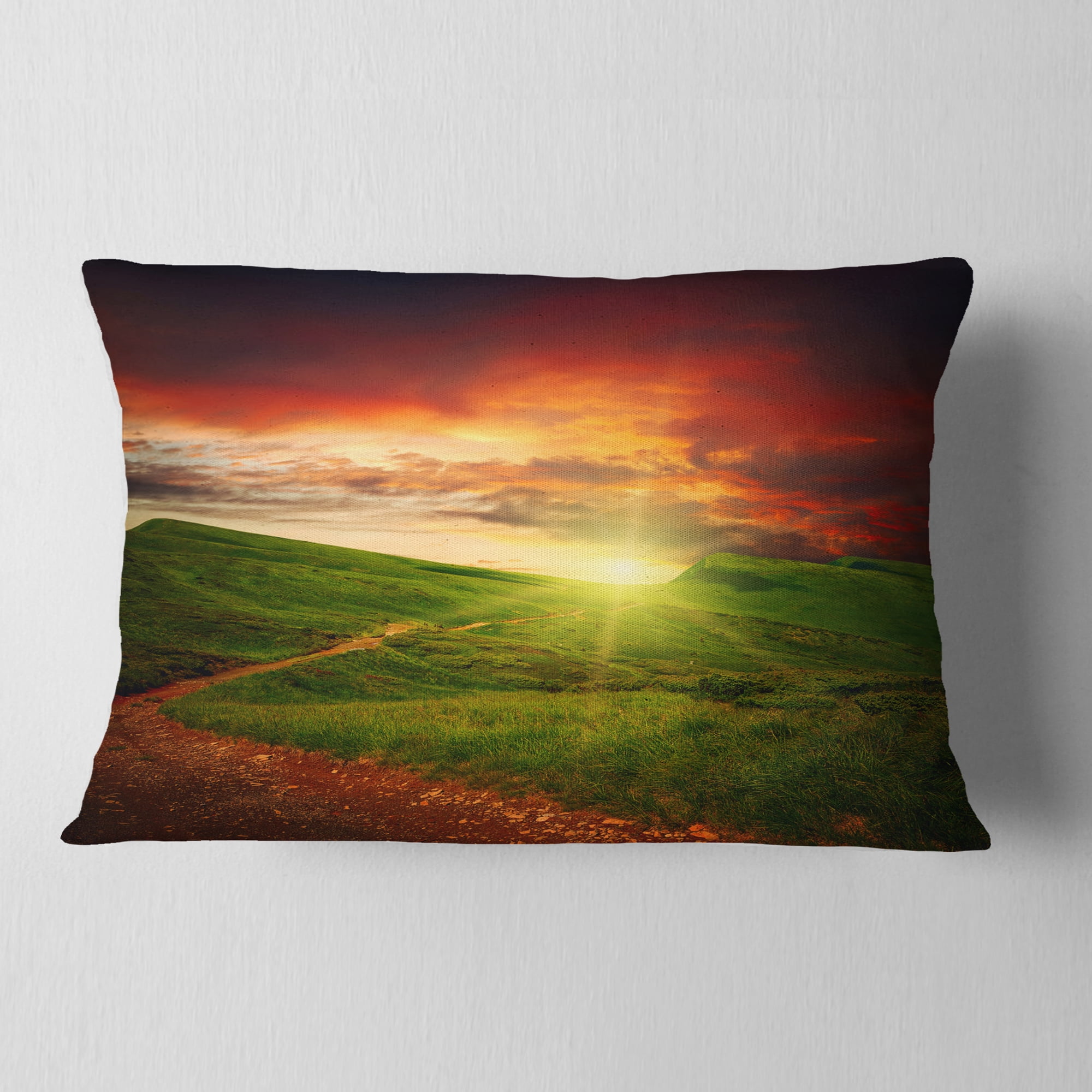 Designart 12" x 20" Green Polyester Throw Pillow